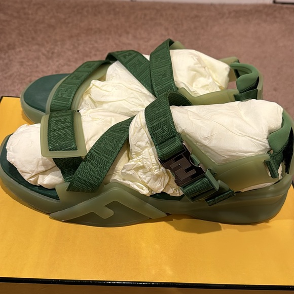 Green Fendi Sandals. Size 10 main image 5
